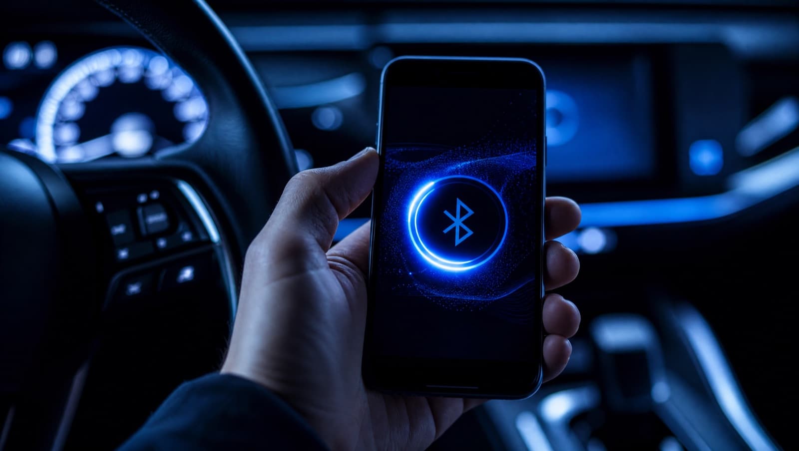 A phone showing an abstract Bluetooth pairing screen